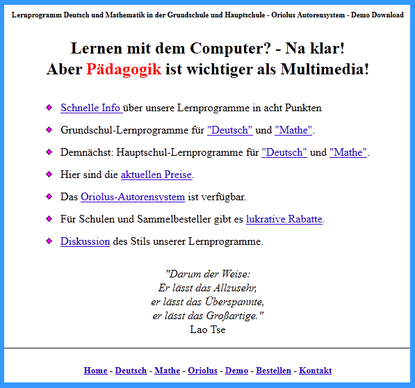 Erste Oriolus Website 1998