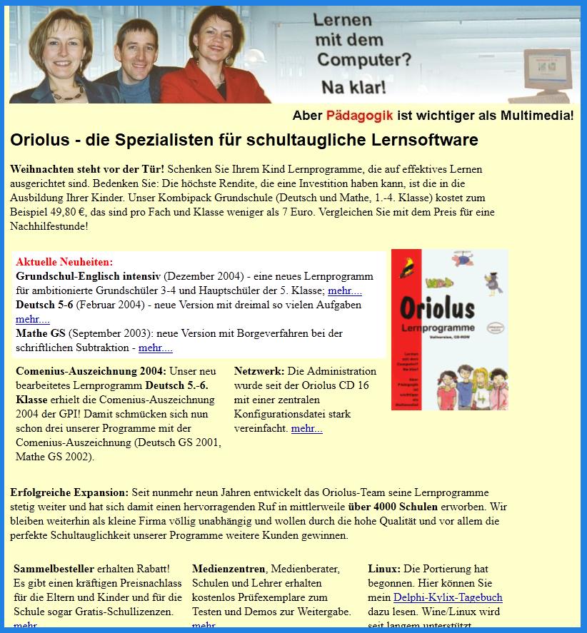 Oriolus Website 2004