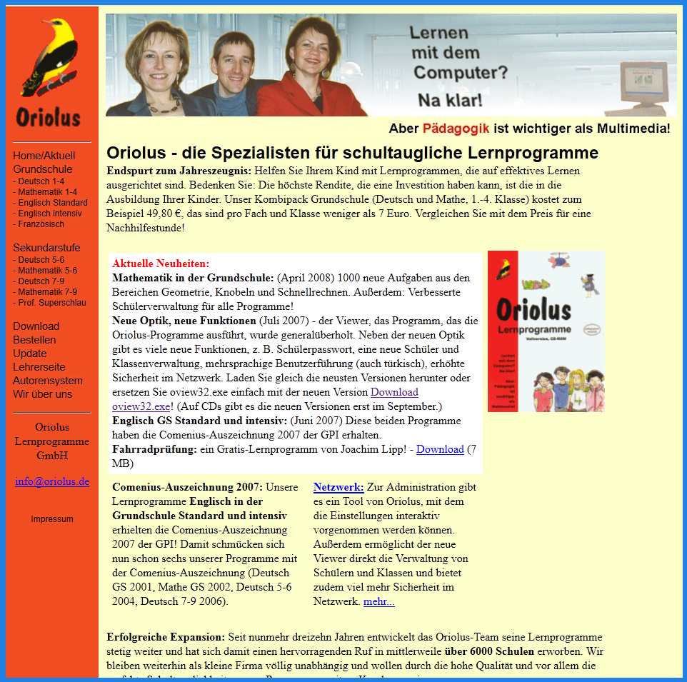Oriolus Website 2008